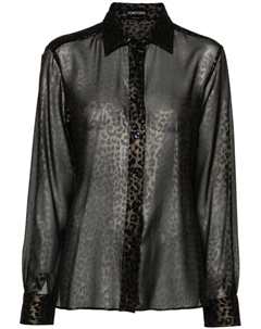 Шелковая рубашка с леопардовым принтом, черный Tom ford