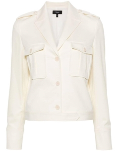 Укороченный жакет с заостренными лацканами, нейтральный цвет Theory