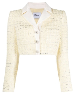 Укороченный жакет из ткани букле, желтый Self-portrait