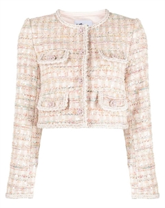 Укороченный жакет из ткани букле, розовый Self-portrait