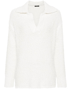 Фактурный джемпер с воротником поло, белый Joseph