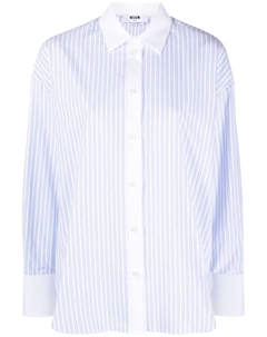 Полосатая рубашка с надписью, синий Msgm