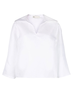 Шелковая рубашка с косым воротником, белый Tory burch