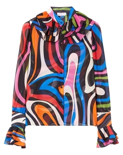 Шелковые шорты с принтом Marmo, синий Pucci