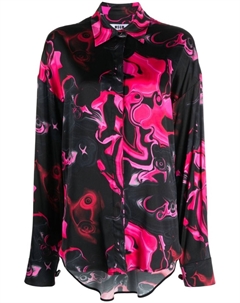 Атласная рубашка с принтом, черный Msgm