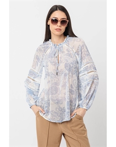 Шифоновая блузка с цветочным принтом, белый Guess