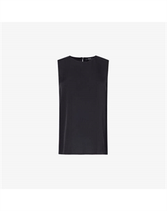 Шелковый топ без рукавов с круглым вырезом, черный Theory
