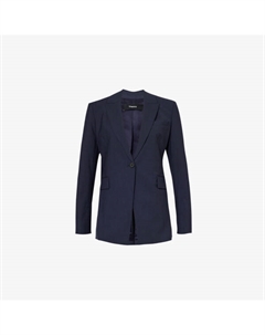 Однобортный жакет etiennette свободного кроя из смесовой шерсти, синий Theory