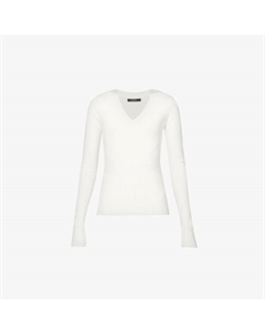 Трикотажный топ из смесового шелка с v-образным вырезом, белый Joseph