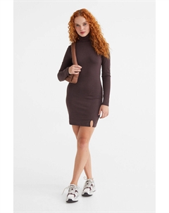 Облегающее платье с воротником-поло, коричневый H&m