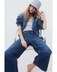 Широкие укороченные джинсы, синий H&m