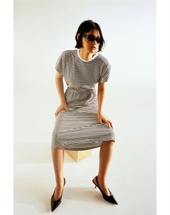 Платье из джерси с присборенной талией, белый H&m