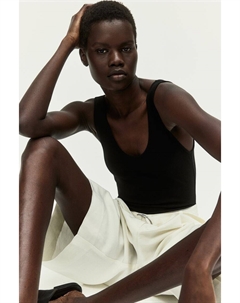 Боди в рубчик со стрингами, черный H&m