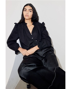 Блузка из смеси льна, черный H&m