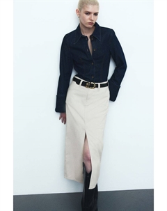 Юбка из твила с разрезом, бежевый H&m