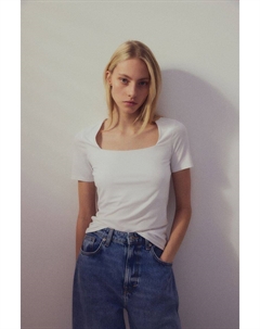 Рубашка с квадратным вырезом, белый H&m