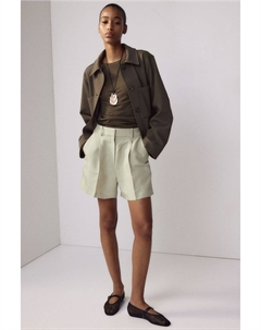 Шорты из смеси льна, зеленый H&m