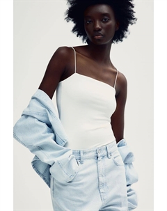 Боди на тонких бретельках, белый H&m