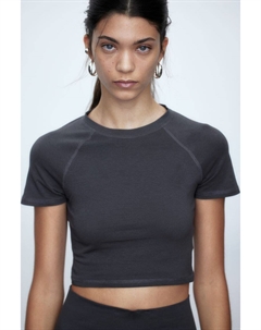 Укороченная футболка, серый H&m