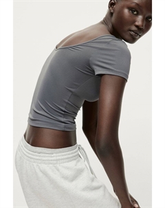 Рубашка из микрофибры с овальным вырезом, серый H&m