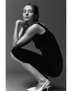 Облегающее платье из трикотажа в рубчик, черный H&m