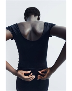 Рубашка из микрофибры с овальным вырезом, черный H&m