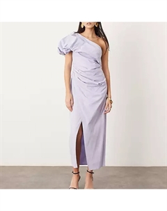 Платье Edition One Shoulder Ruched Maxi, сиреневый Asos