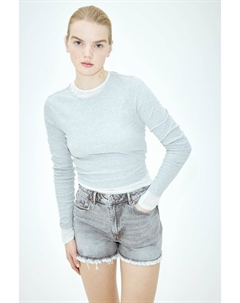 Джинсовые шорты с высокой талией, серый H&m