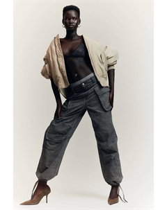 Брюки-Карго в поношенном виде, серый H&m