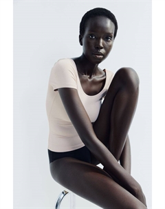 Рубашка из микрофибры с овальным вырезом, розовый H&m