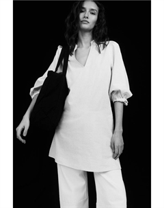 Платье из микса льна, белый H&m