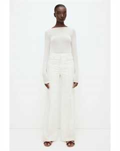 Расклешенные брюки из твила с прижатыми складками, бежевый H&m