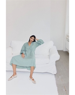 Платье из хлопка двойного плетения с завязками, зеленый H&m