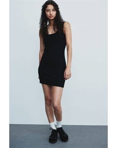 Облегающее платье в рубчик, черный H&m