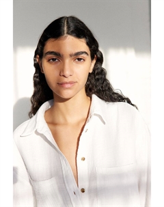 Хлопковая блузка, белый H&m