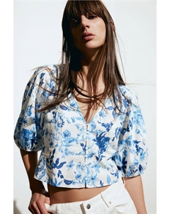 Блузка из смеси льна, белый H&m