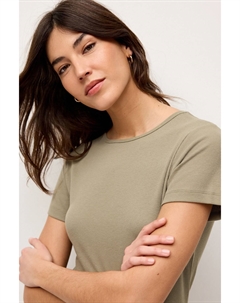 Платье-Макси в рубчик прямого кроя в стиле футболки с разрезом, зеленый Next