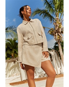 Укороченный льняной жакет Rochelle, бежевый Next