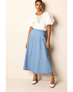 Джинсовая юбка макси со вставками, синий Next