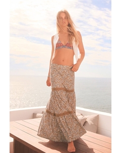 Фактурная юбка макси с отделкой связанной крючком, фиолетовый Next