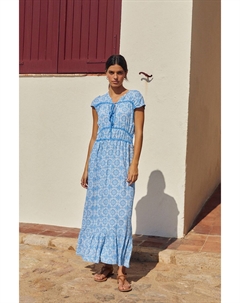 Платье макси с короткими рукавами и завязками спереди, синий Next