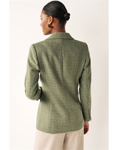 Приталенный двубортный пиджак букле, зеленый Next