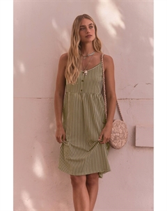 Летнее платье из хлопка на бретелях и застежке на пуговицы, зеленый Next