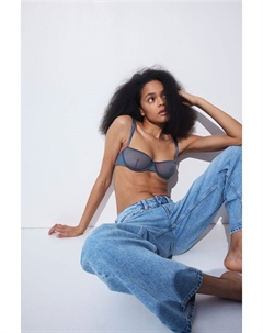 Бюстгальтер-Балкон из сетки без подкладок, синий H&m