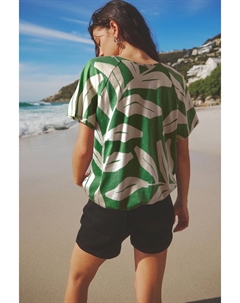 Топ крючком с короткими рукавами и рюшами, зеленый Next