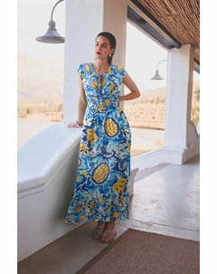 Платье макси с короткими рукавами и завязками спереди, синий Next