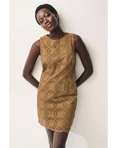 Платье мини без рукавов с вышивкой шитье, желтый Next