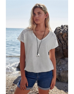 Топ с V-образным вырезом и пузырьками внизу, белый Next