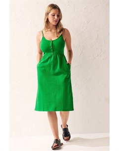 Летнее платье из хлопка на бретелях и застежке на пуговицы, зеленый Next