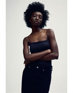 Боди на тонких бретельках, черный H&m
